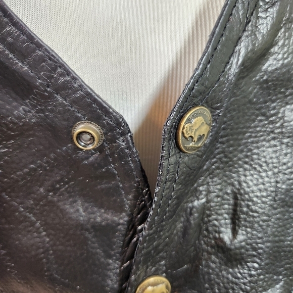 Diamond Plate Buffalo Genuine Leather Motorcycle Vest, sz 3X - Picture 4 of 10